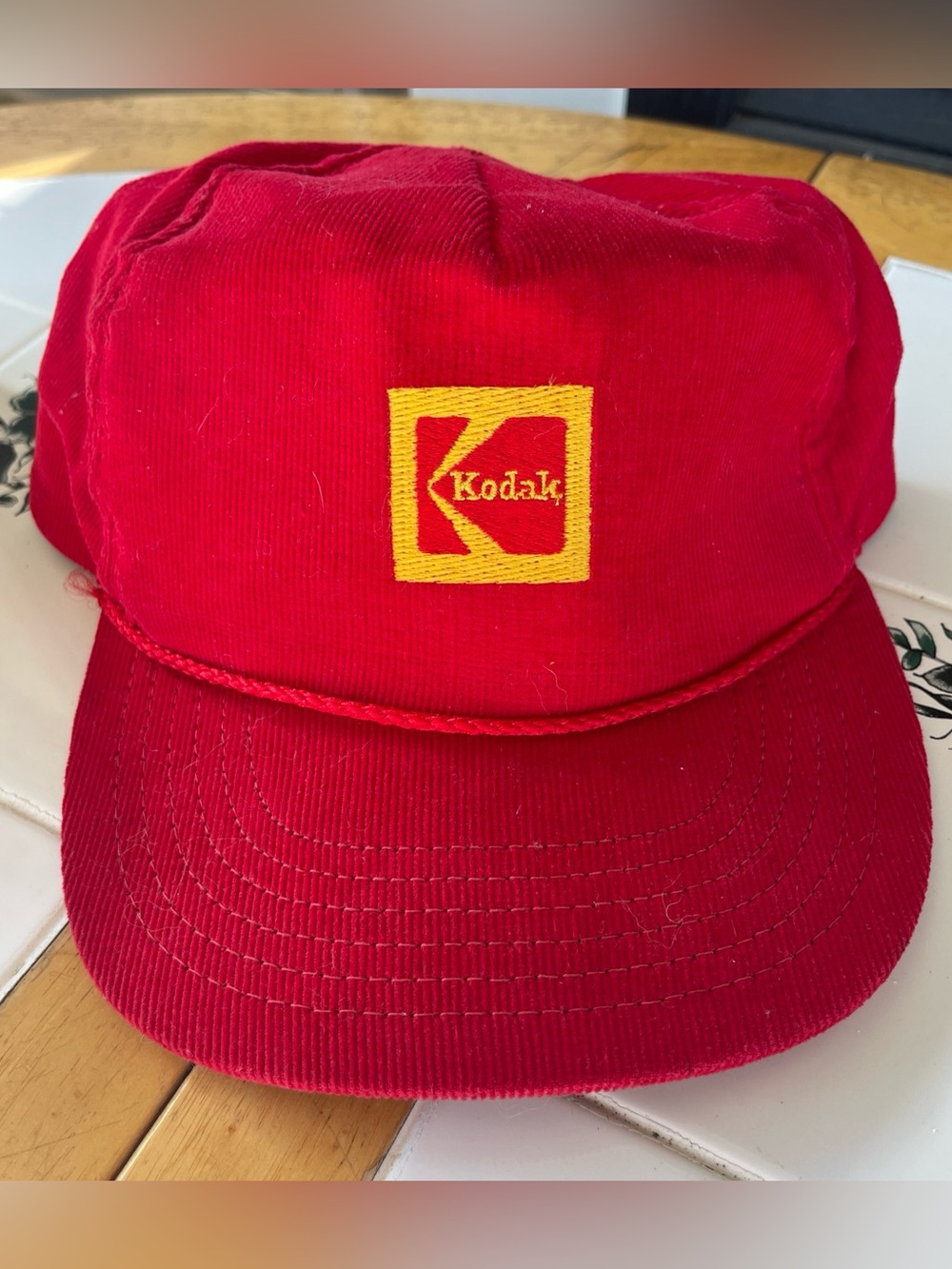 Vintage Corduroy Kodak SnapBack Hat USA Made Promo Cap Retro Streetwear Casual